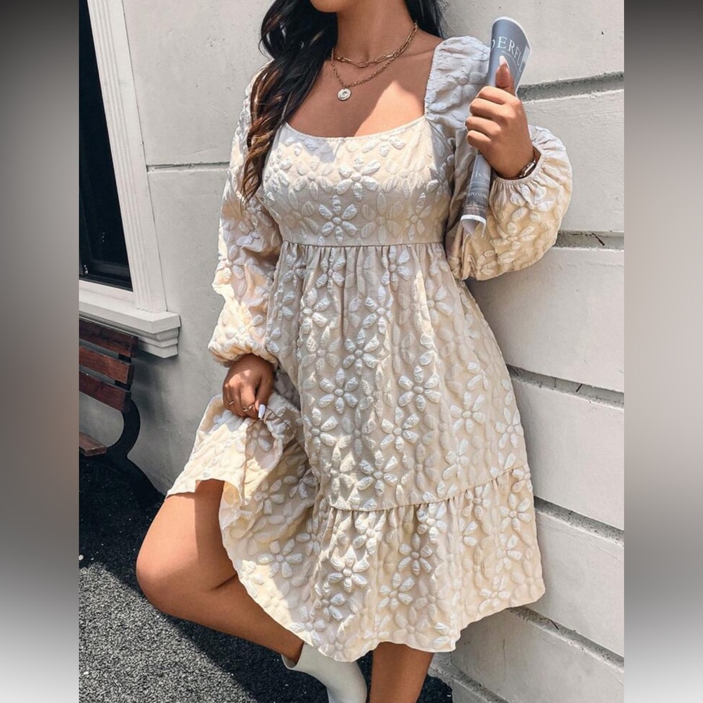 Elegant Cream Floral Dress